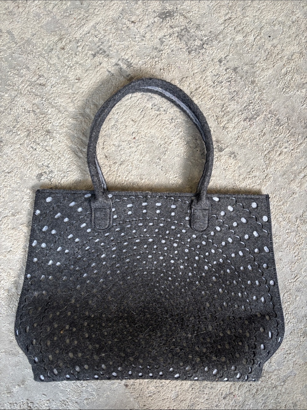 Perforated Felt Tote Bag in Charcoal